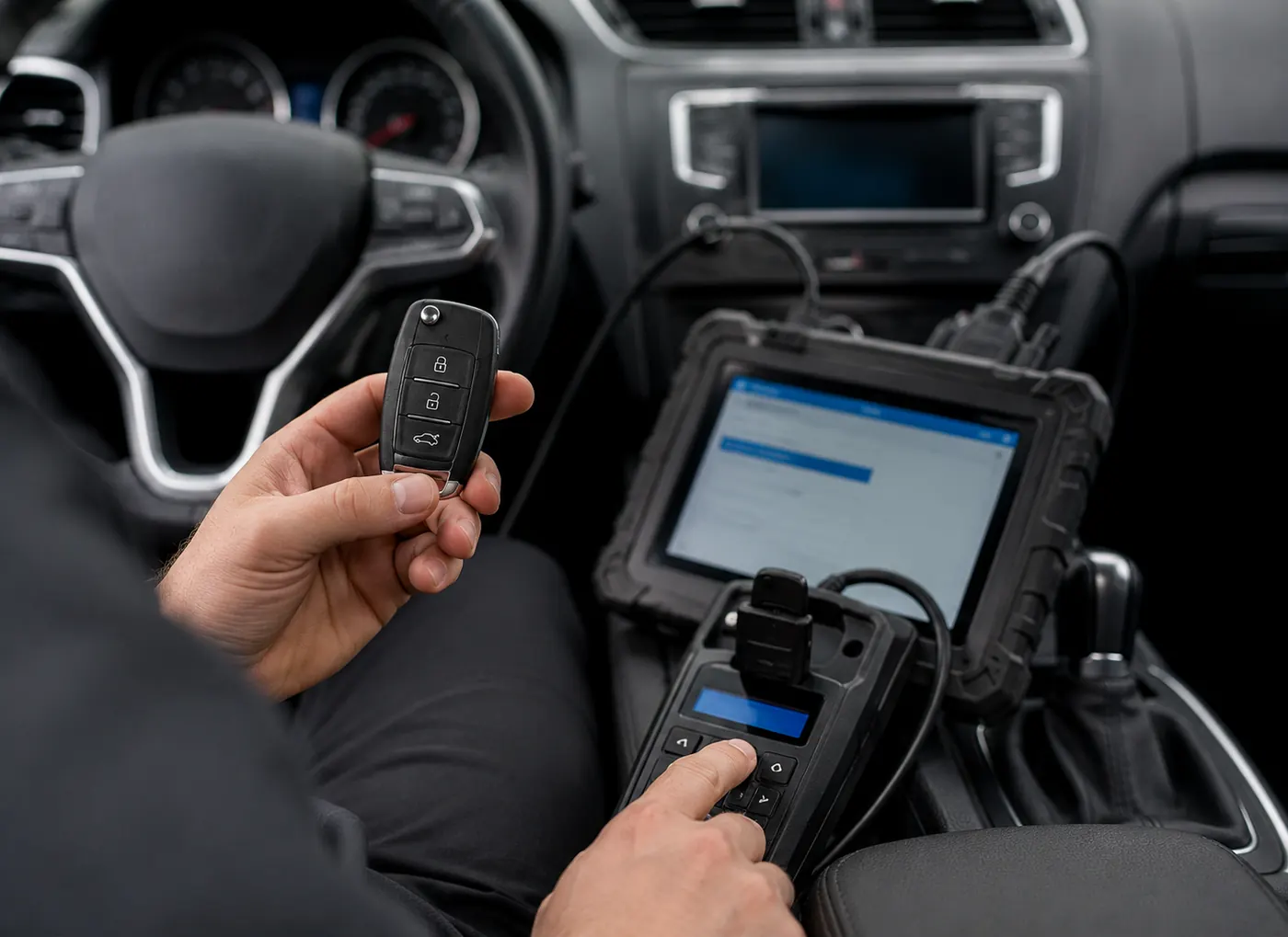 Car key programming with diagnostic equipment